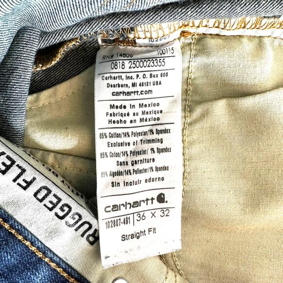 Y2k Carhartt Men's Straight Fit Denim Jeans Dark Wash Size 36x32 Casual Classic - Picture 10 of 11